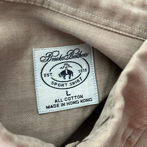 Brooks Brother Button Up Men Large Sport Shirt Brown Long Sleeve Adult Casual - Picture 3 of 11